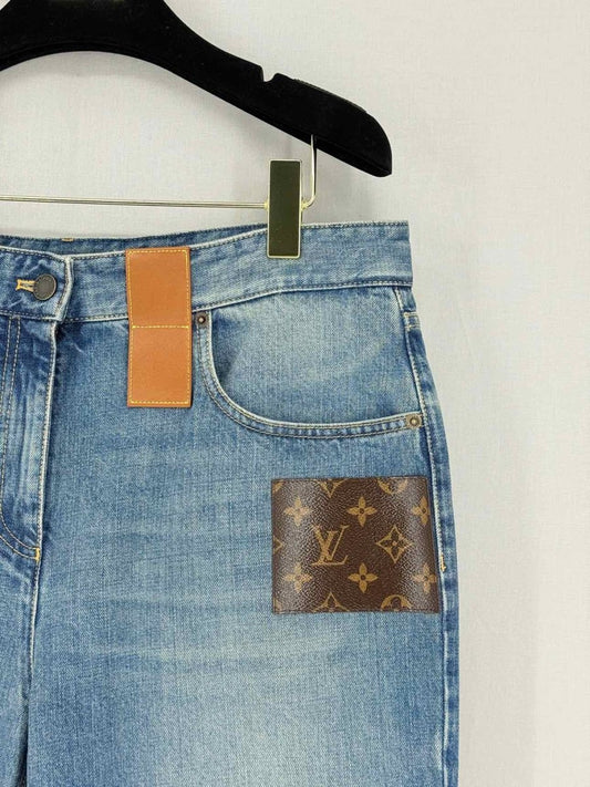 LOUIS VUITTON Monogram Patch Blue Size 44 Jeans