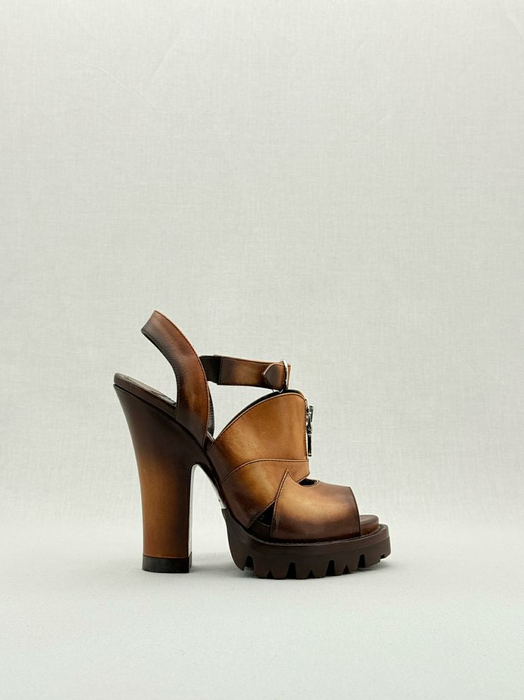 PRADA Brown Size EU 37 Heeled Sandals