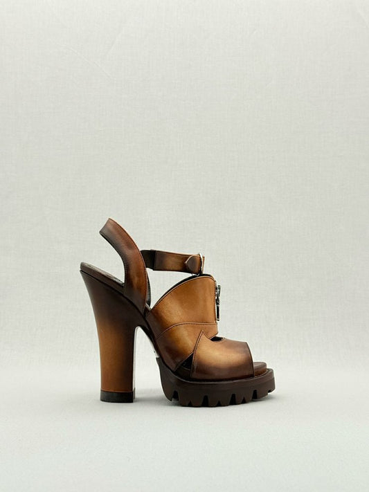 PRADA Brown Size EU 37 Heeled Sandals