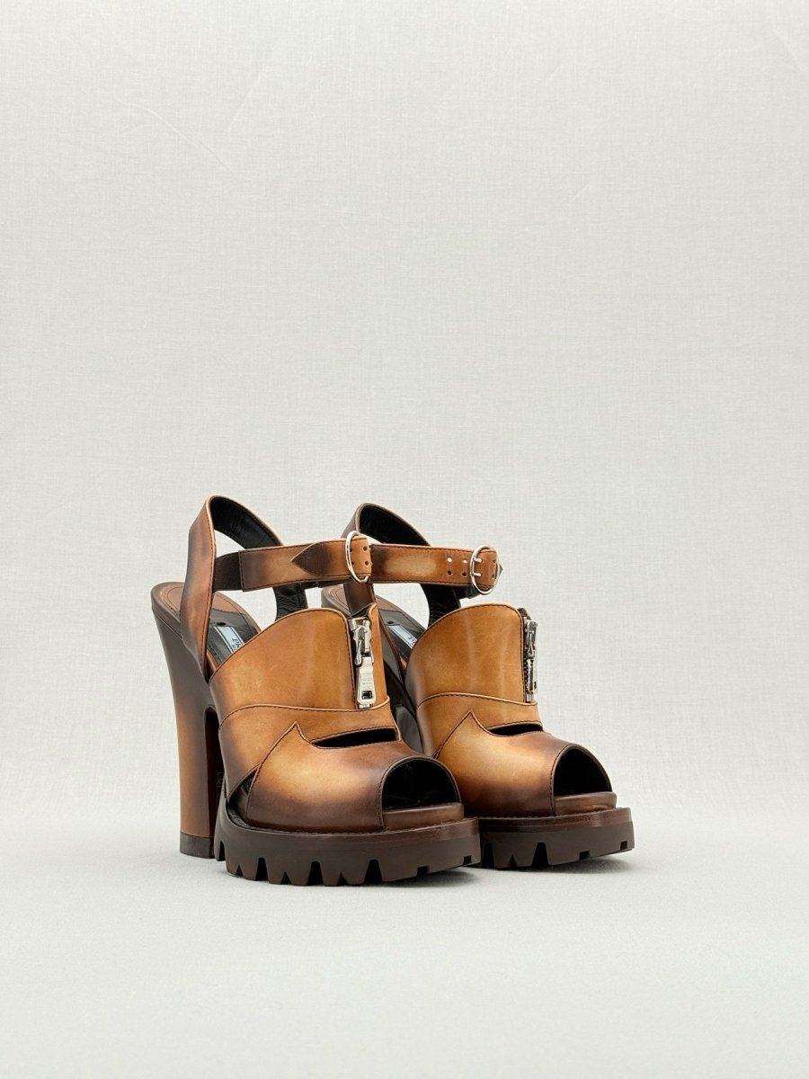 PRADA Brown Size EU 37 Heeled Sandals