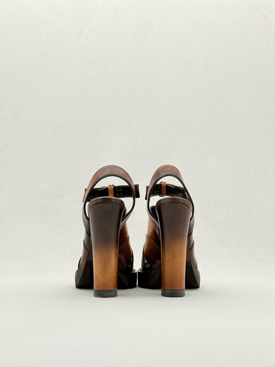 PRADA Brown Size EU 37 Heeled Sandals