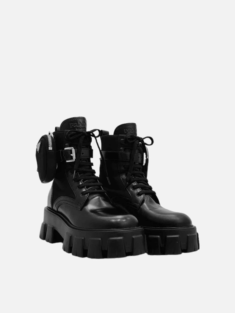 PRADA Monolith w/ Pouch Black Size EU 35 Biker Boots
