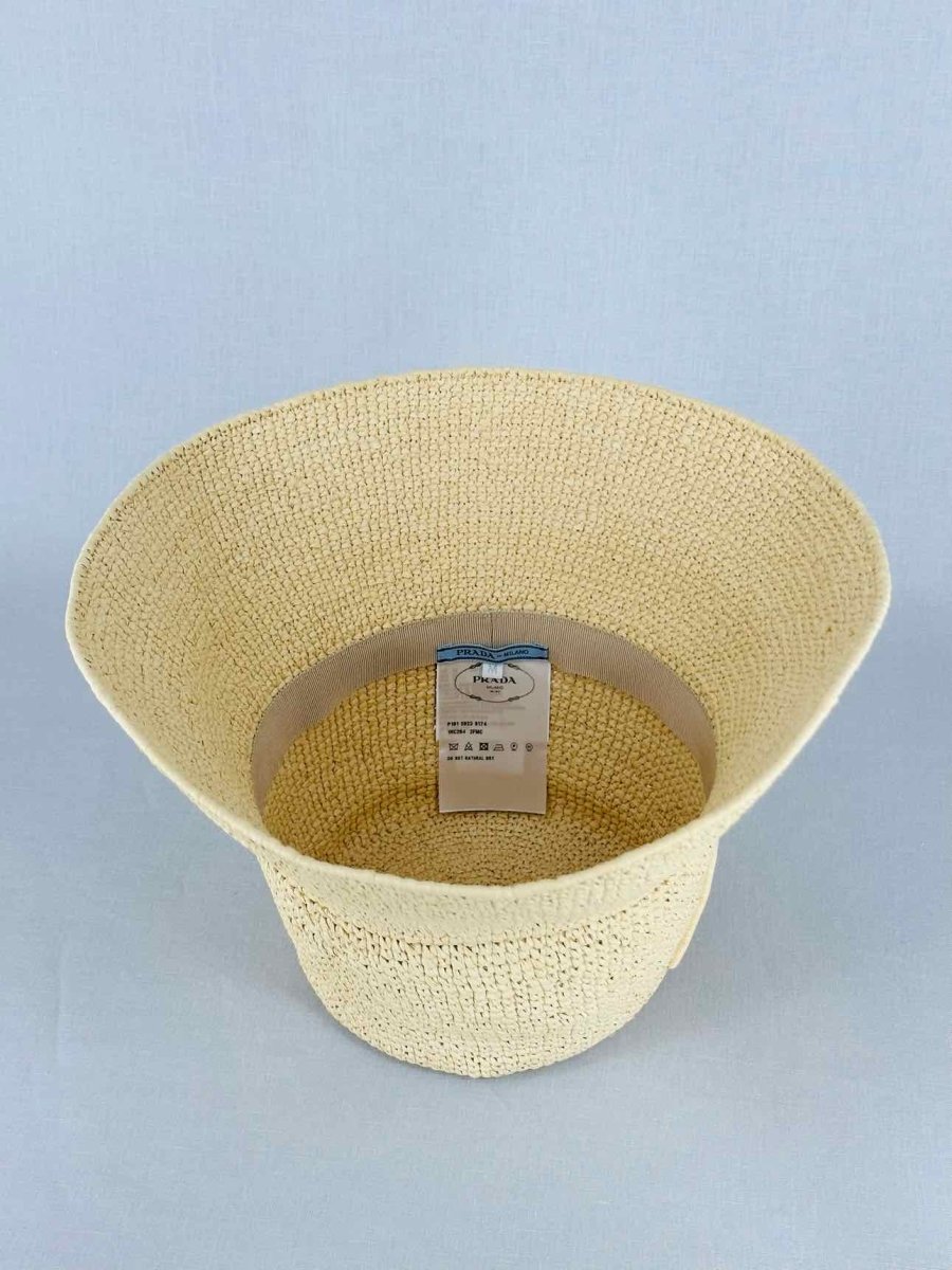 PRADA Natural Triangle Logo Hat