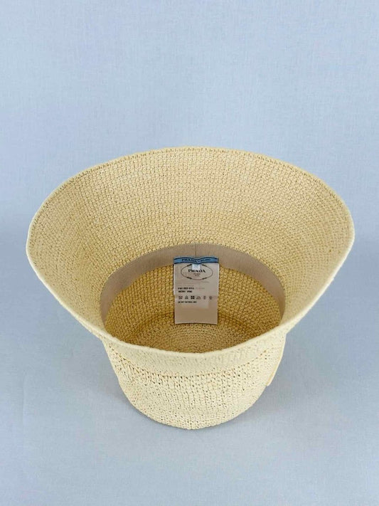 PRADA Natural Triangle Logo Hat