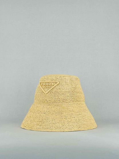 PRADA Natural Triangle Logo Hat