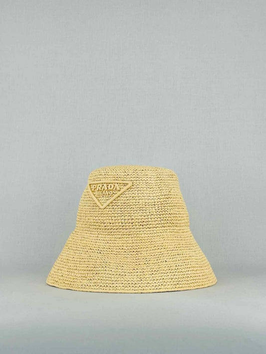 PRADA Natural Triangle Logo Hat