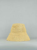 PRADA Natural Triangle Logo Hat