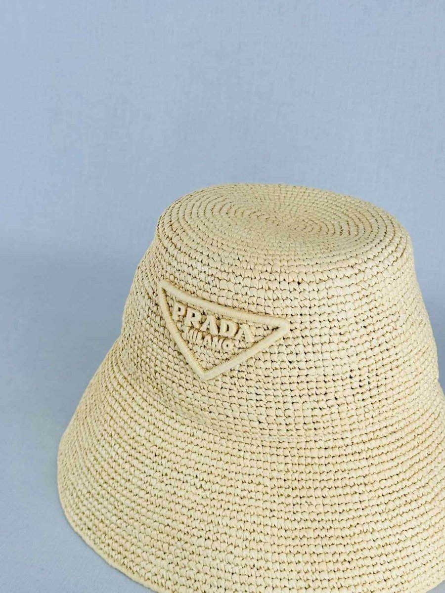 PRADA Natural Triangle Logo Hat