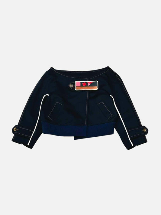 PRADA Cropped Navy Blue Patch Size US 8 Jacket