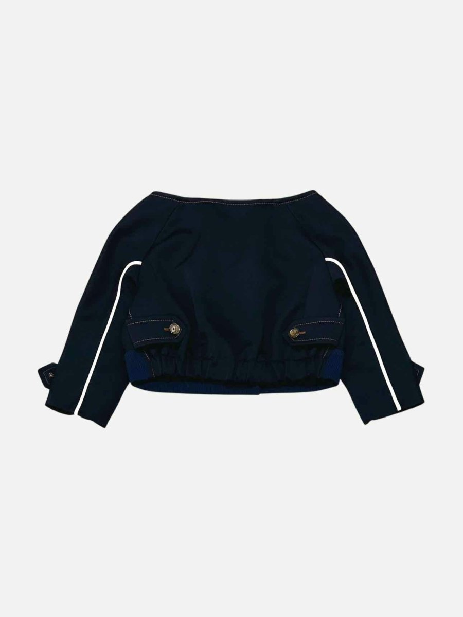 PRADA Cropped Navy Blue Patch Size US 8 Jacket