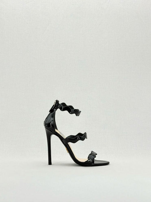 PRADA Scalloped Black Size EU 36.5 Heeled Sandals