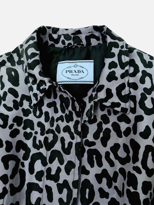 PRADA Single Breasted Grey & Black Size US 4 Coat