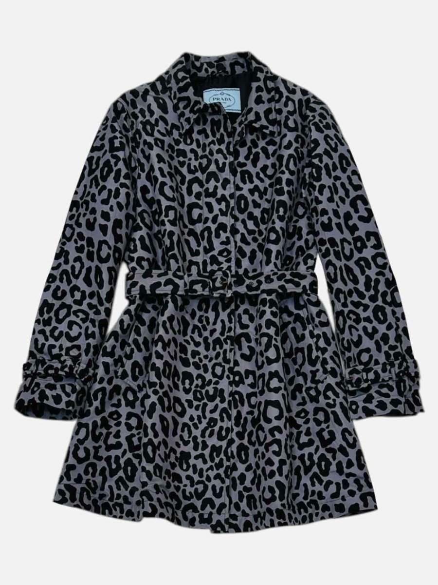 PRADA Single Breasted Grey & Black Size US 4 Coat