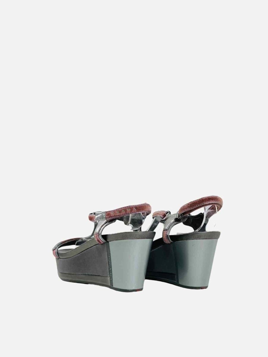 PRADA T-bar Pink & Silver Size EU 36.5 Wedges