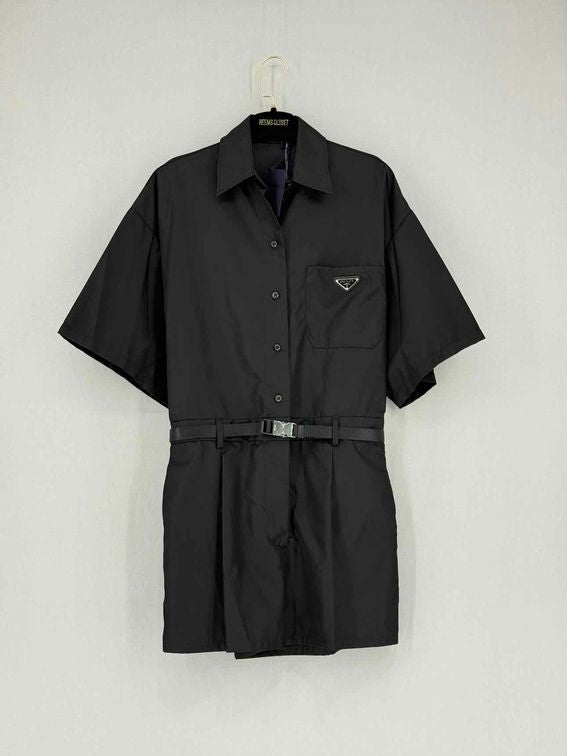 PRADA Triangle Logo Black Size US 4 Playsuit