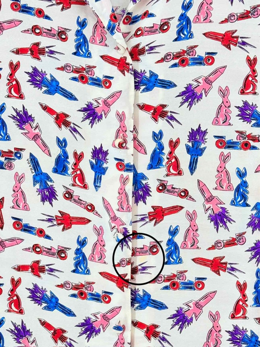 PRADA White Multicolor Size Small Shirt