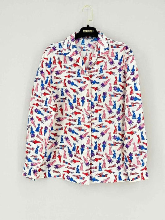 PRADA White Multicolor Size Small Shirt