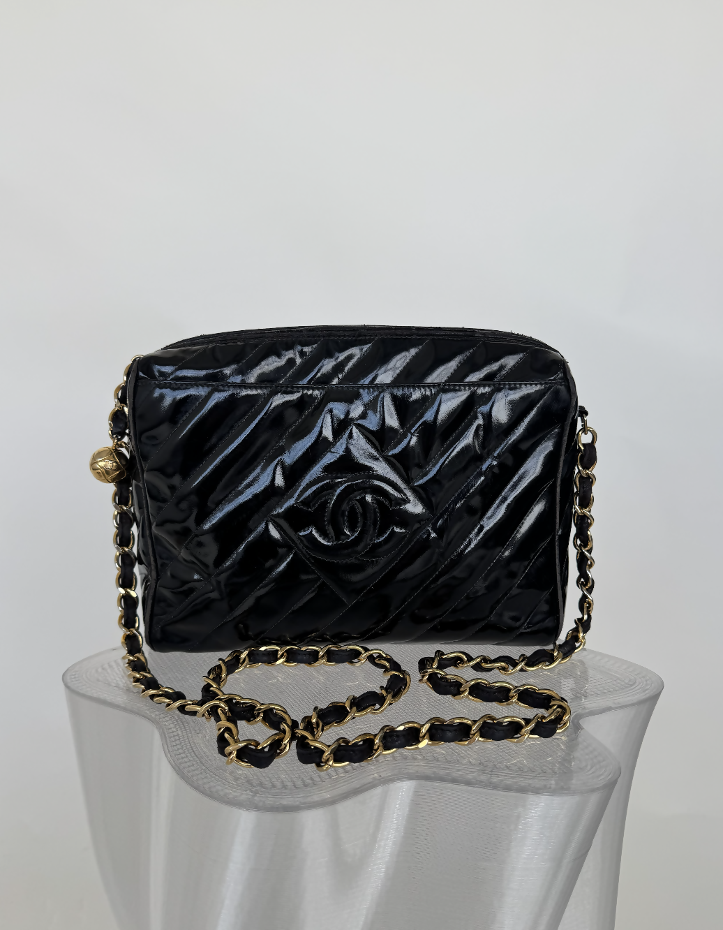 Chanel   Diamond CC Patent Crossbody Bag