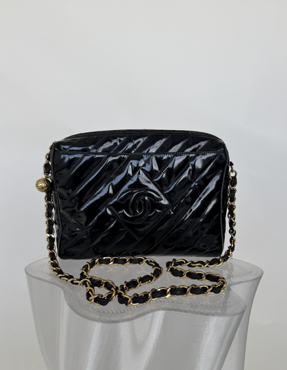 Chanel   Diamond CC Patent Crossbody Bag