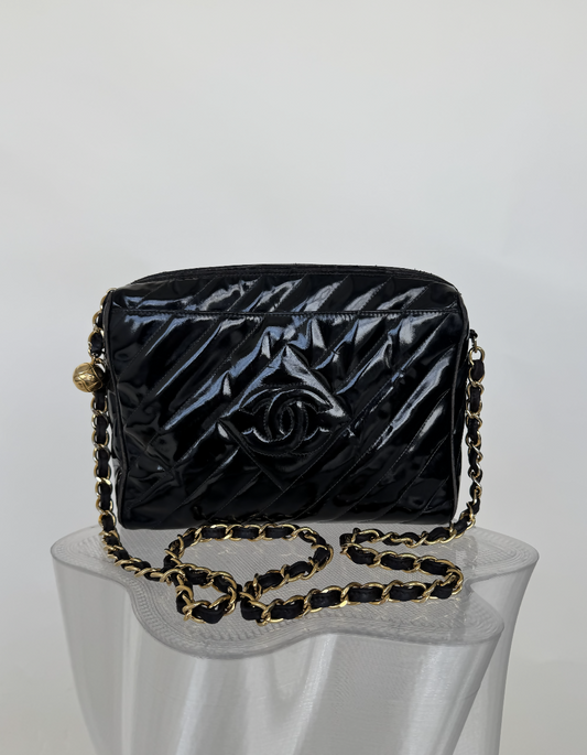 Chanel   Diamond CC Patent Crossbody Bag