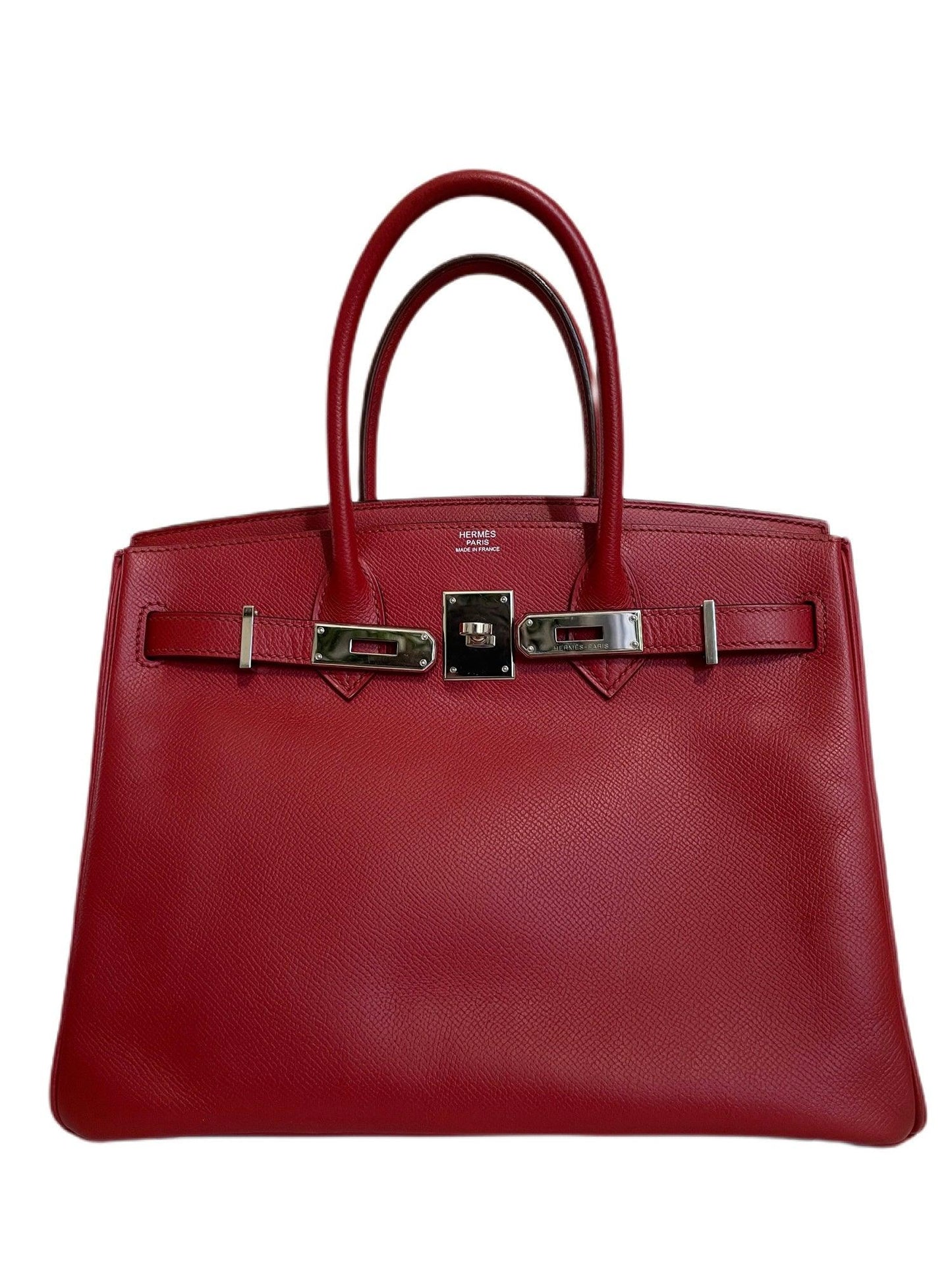 Luxury Hermes 30 cm Rouge Garance Epsom Birkin with Palladium