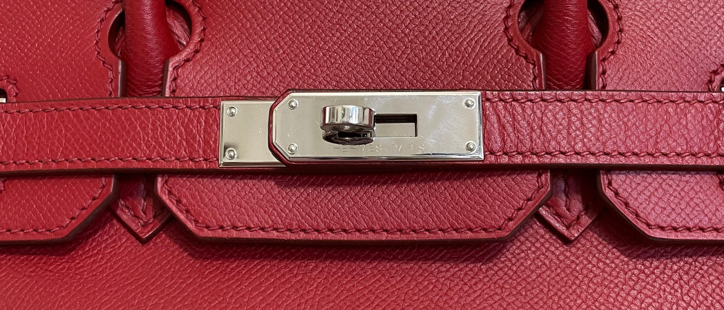 Luxury Hermes 30 cm Rouge Garance Epsom Birkin with Palladium