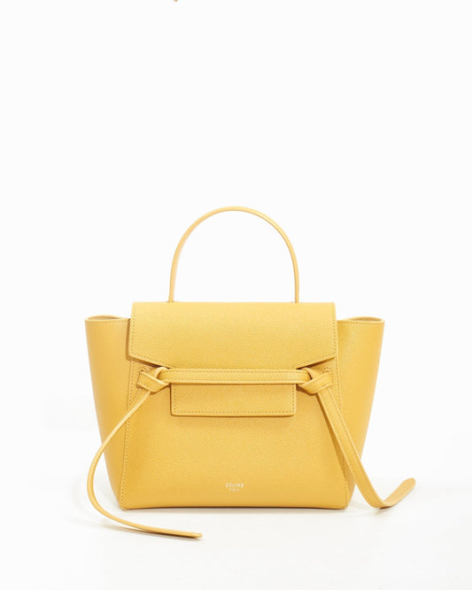 Celine Mustard Yellow Leather Nano Belt Bag
