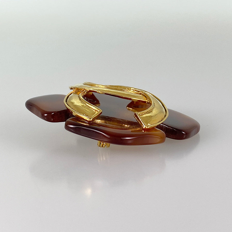 CHANEL COCO Mark Tortoiseshell pattern Brooch