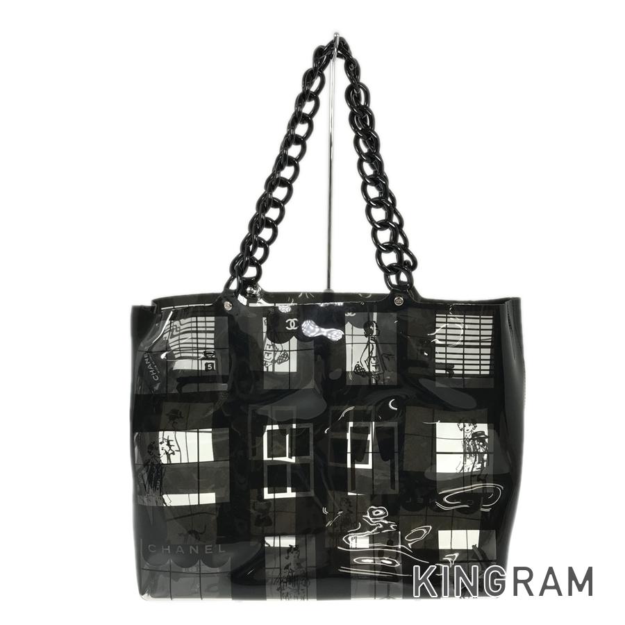 CHANEL Windows Line Plastic Chain Plastics Tote Bag
