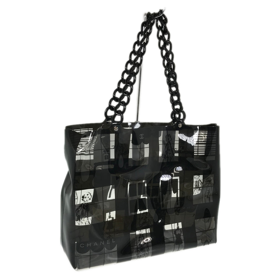 CHANEL Windows Line Plastic Chain Plastics Tote Bag