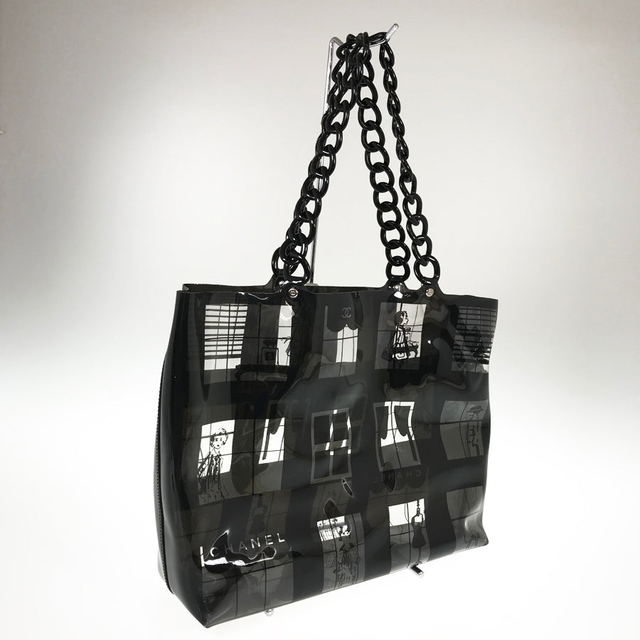 CHANEL Windows Line Plastic Chain Plastics Tote Bag