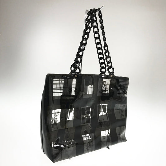 CHANEL Windows Line Plastic Chain Plastics Tote Bag