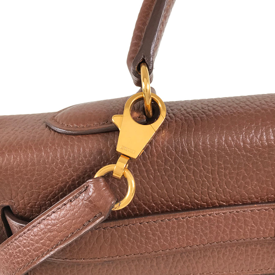HERMES ?A carved seal made in 1997 2WAY Shoulder Bag Gold Hardware Handbag