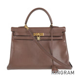 HERMES ?A carved seal made in 1997 2WAY Shoulder Bag Gold Hardware Handbag