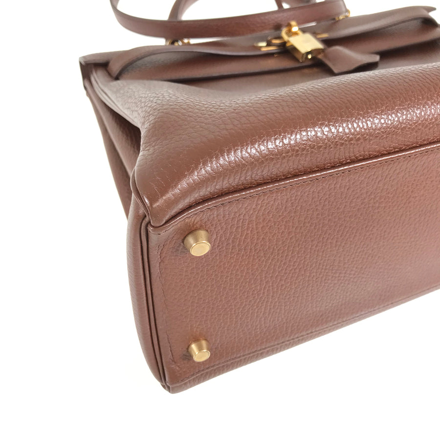 HERMES ?A carved seal made in 1997 2WAY Shoulder Bag Gold Hardware Handbag
