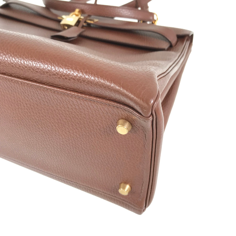 HERMES ?A carved seal made in 1997 2WAY Shoulder Bag Gold Hardware Handbag