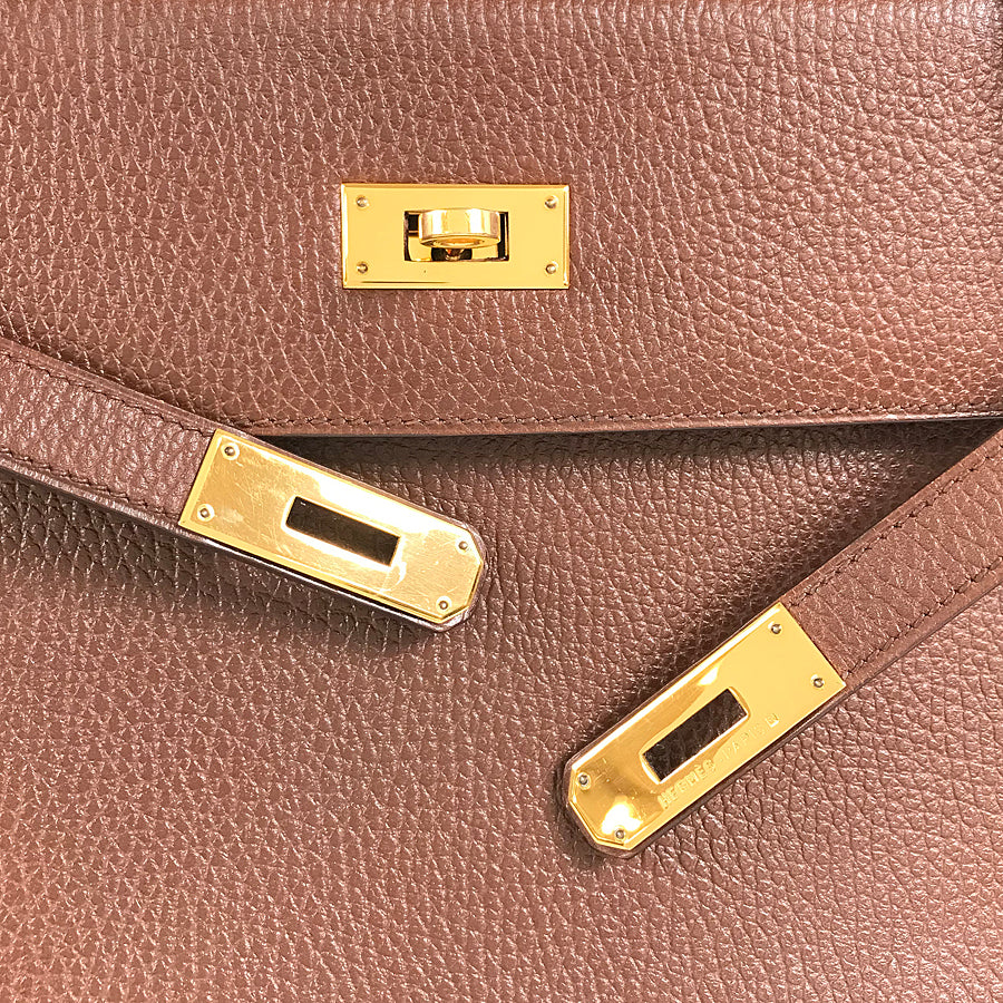 HERMES ?A carved seal made in 1997 2WAY Shoulder Bag Gold Hardware Handbag