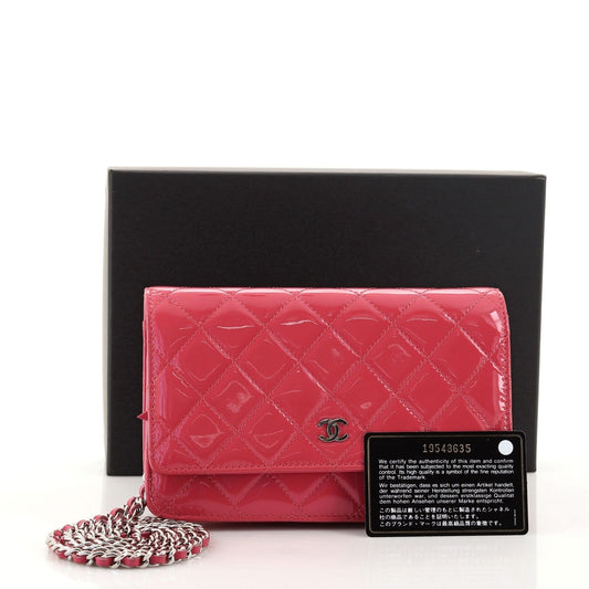 Chanel Wallet on Chain Quilted Patent Pink