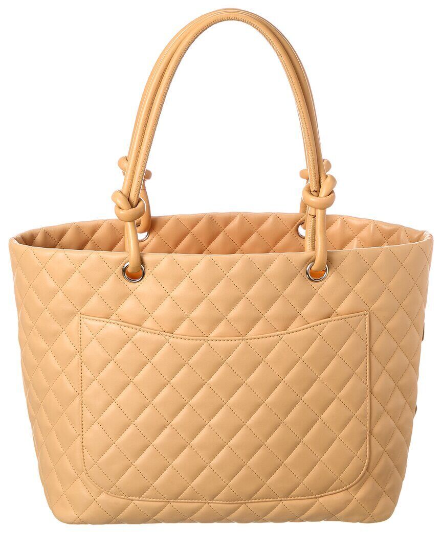 Chanel Neutral Quilted Lambskin Leather Large Cambon Tote ( Pre- Owned)