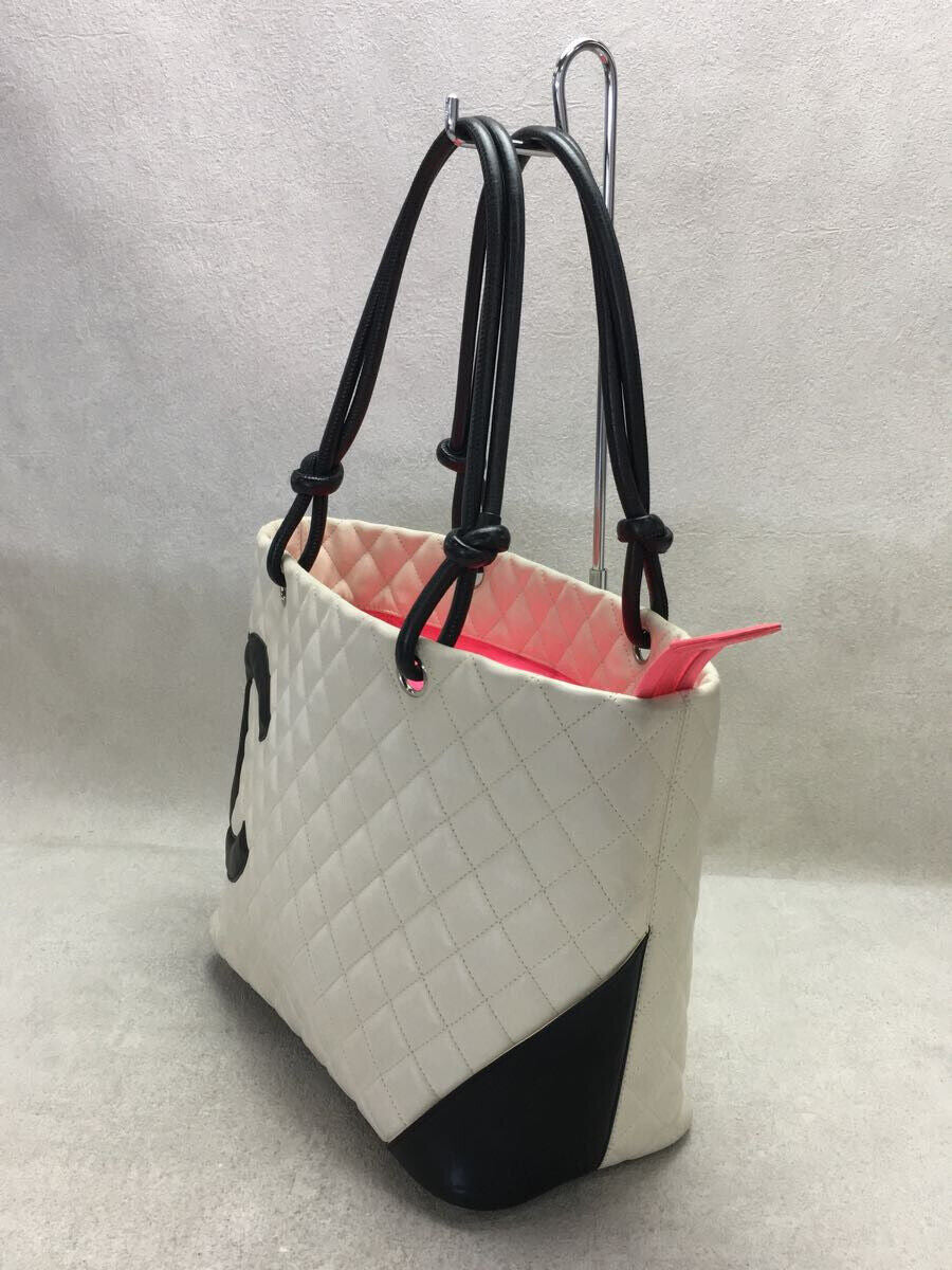CHANEL Large Tote Bag Cambon Line Calfskin Leather White 14cm x 25cm x 29.5cm