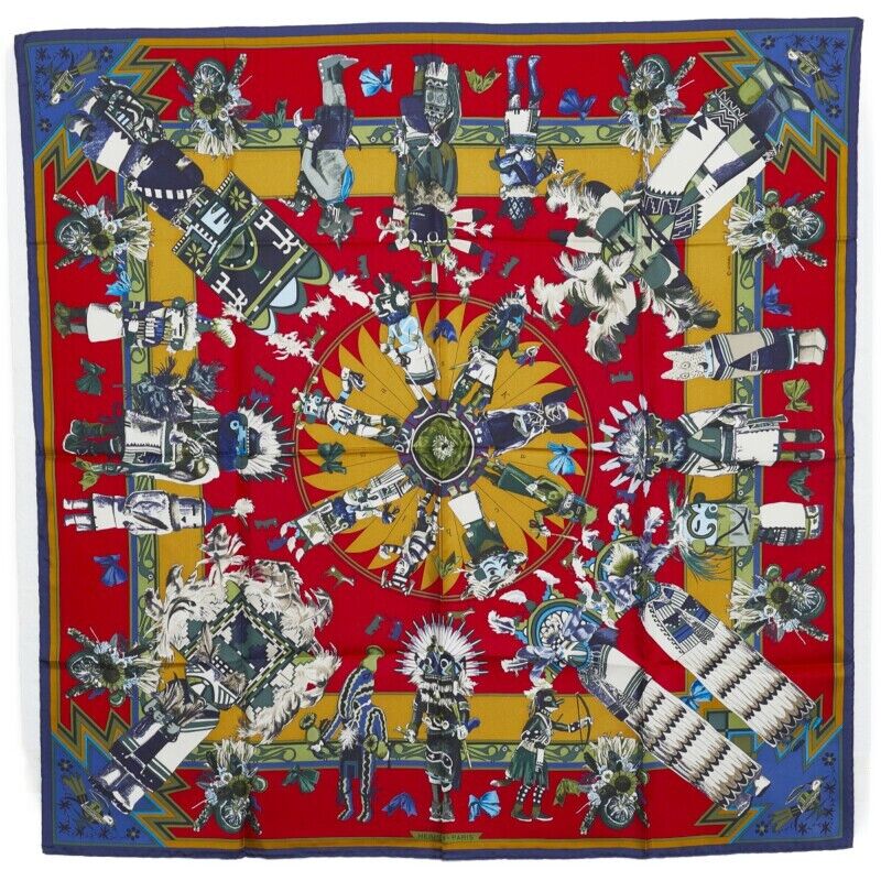 Hermes Red Les Danses des Indiens Scarf