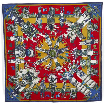 Hermes Red Les Danses des Indiens Scarf