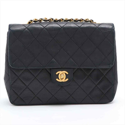 Chanel Mini Matelasse Lambskin Single Flap Single Chain Bag Black Gold Metal