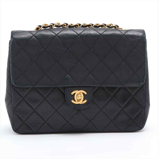 Chanel Mini Matelasse Lambskin Single Flap Single Chain Bag Black Gold Metal