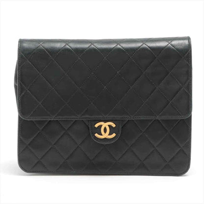 Chanel Matelasse Lambskin Single Flap Single Chain Bag Black Gold Metal 4s