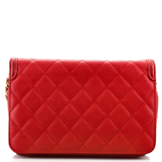 Chanel Filigree Wallet on Chain Quilted Caviar Red