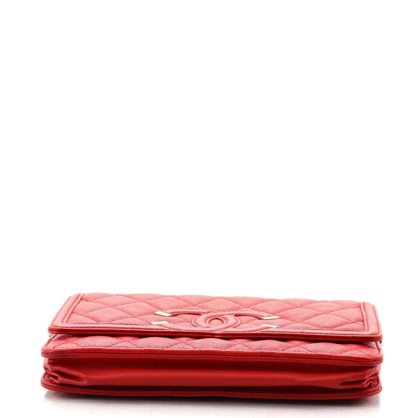 Chanel Filigree Wallet on Chain Quilted Caviar Red