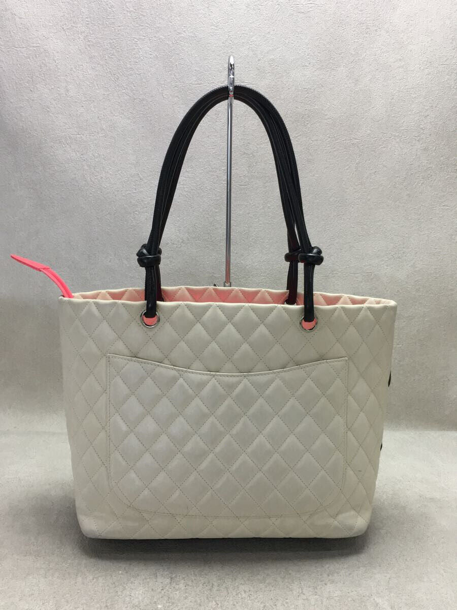CHANEL Large Tote Bag Cambon Line Calfskin Leather White 14cm x 25cm x 29.5cm