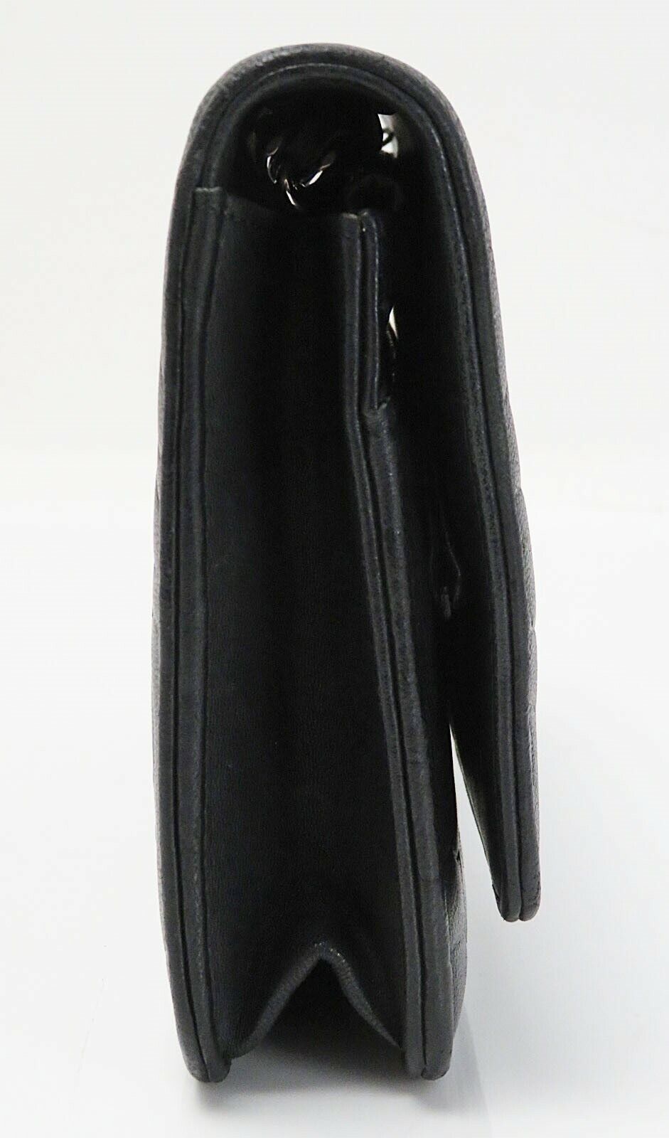 CHANEL Black Camellia Pattern Leather Wallet on Chain Bag WOC
