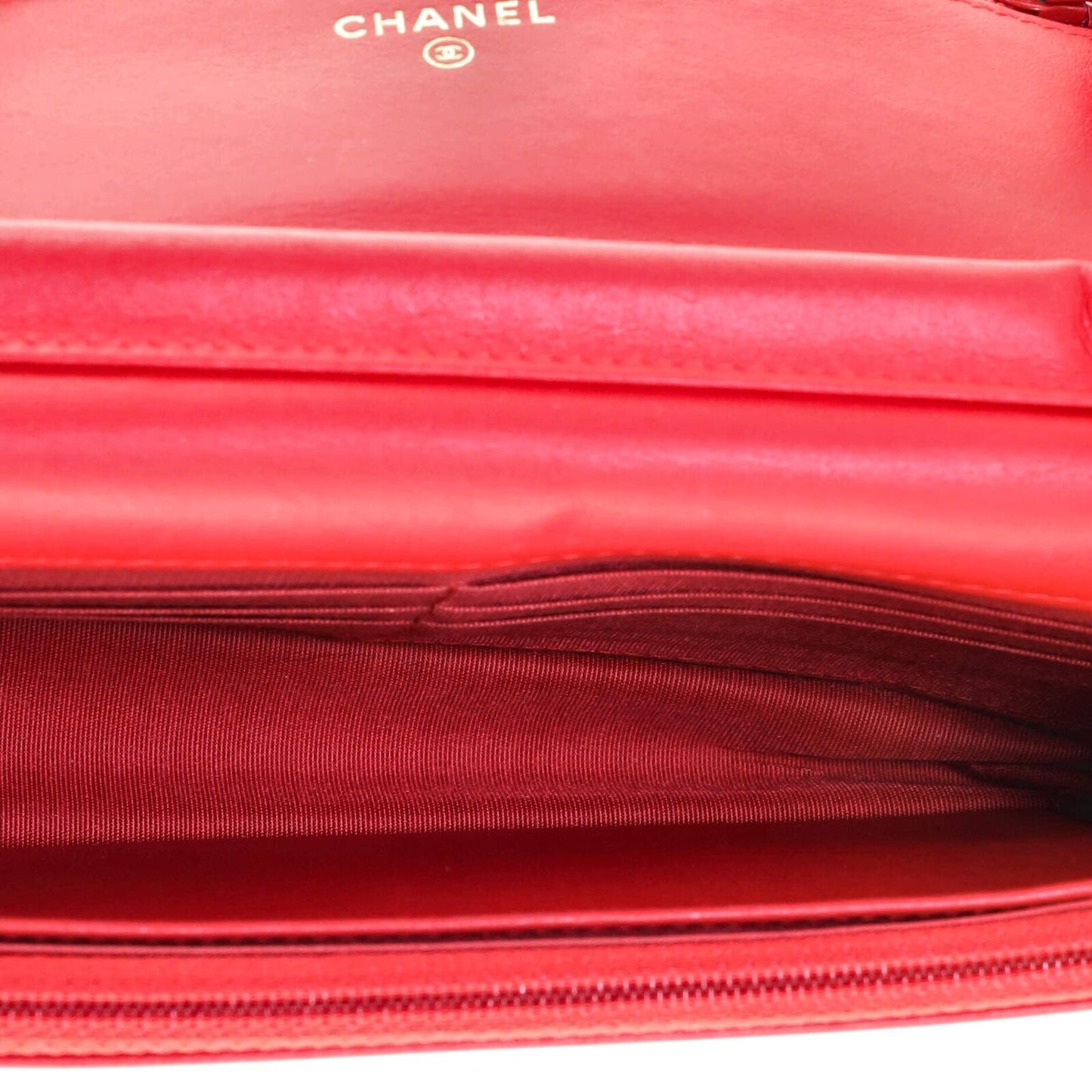 Chanel Filigree Wallet on Chain Quilted Caviar Red